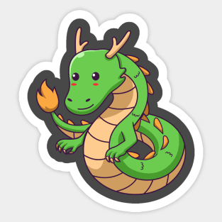 Cute little green dragon Sticker